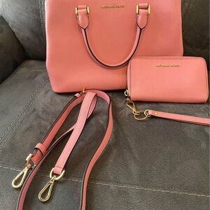 Michael Kors Pink Satchel and Wallet Set